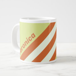Taza De Café Gigante Rayas de Cactus del Desierto Retro con Nombre