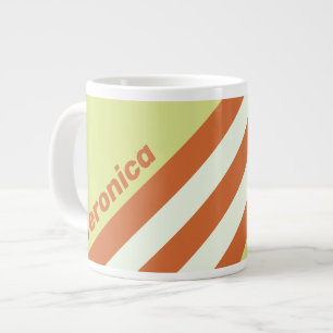 Taza De Café Gigante Rayas de Cactus del Desierto Retro con Nombre