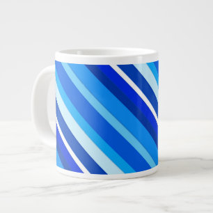 Taza De Café Gigante Rayas de caramelo en capas - cobalto y azul pálido
