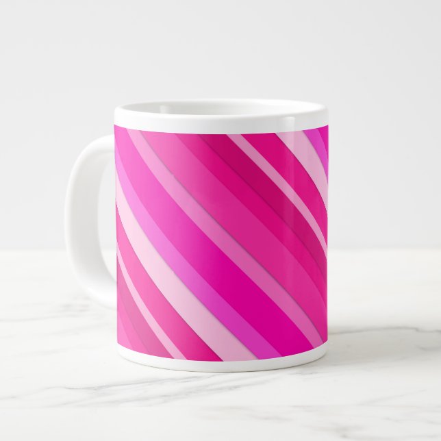 Taza De Café Gigante Rayas de caramelo en capas - rosa y fucsia (Izquierda)