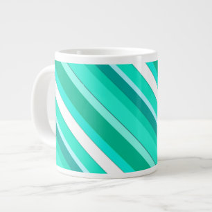 Taza De Café Gigante Rayas de caramelos estratificadas - turquesa y bla