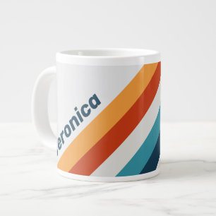Taza De Café Gigante Rayas de Cardo Vintage con Nombre