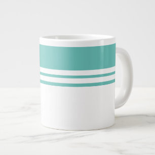 Taza De Café Gigante Rayas de Carreras gemelas blancas Verde azuladas y