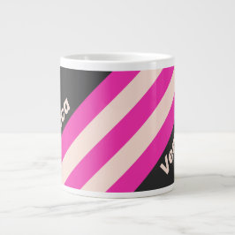 Taza De Café Gigante Rayas de chicle retro con nombre