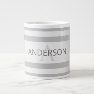 Taza De Café Gigante Rayas de color negro de plata contemporánea