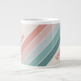 Taza De Café Gigante Rayas de conchas marinas suaves vintage con nombre