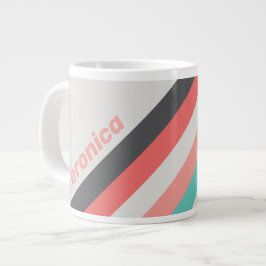 Taza De Café Gigante Rayas de Coral Blanqueadas por el Sol con Nombre