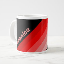 Taza De Café Gigante Rayas de Desvanecimiento Carmesí con Nombre