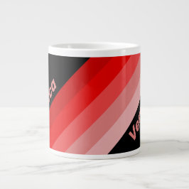 Taza De Café Gigante Rayas de Desvanecimiento Carmesí con Nombre