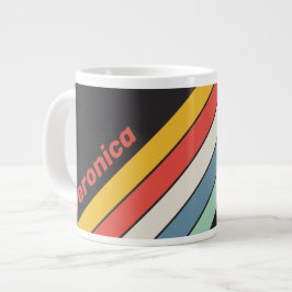 Taza De Café Gigante Rayas de medianoche vintage con nombre