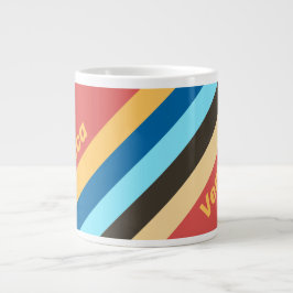 Taza De Café Gigante Rayas de murmullo retro con nombre