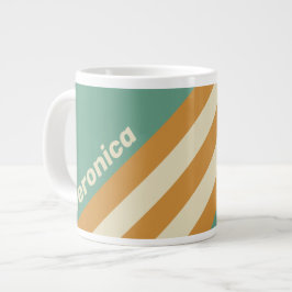 Taza De Café Gigante Rayas de musgo retro con nombre