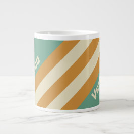 Taza De Café Gigante Rayas de musgo retro con nombre