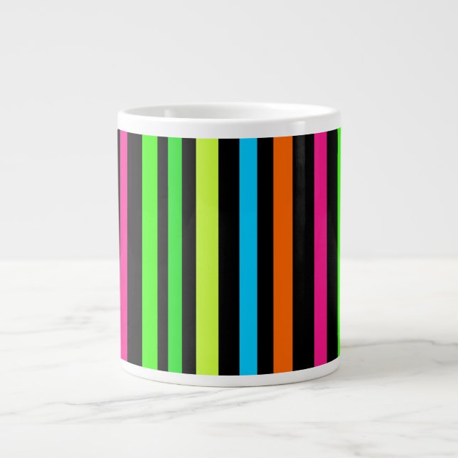 Taza De Café Gigante Rayas de neón (Frente)