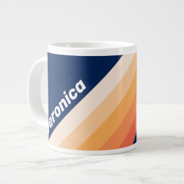 Taza De Café Gigante Rayas de Otoño del Sol Oceánico con Nombre