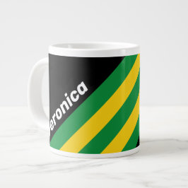 Taza De Café Gigante Rayas de Palma Tropicales Retro con Nombre