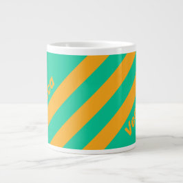 Taza De Café Gigante Rayas de Ponche Tropical Retro con Nombre