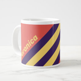 Taza De Café Gigante Rayas de puesta de sol de surf retro con nombre