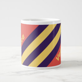 Taza De Café Gigante Rayas de puesta de sol de surf retro con nombre