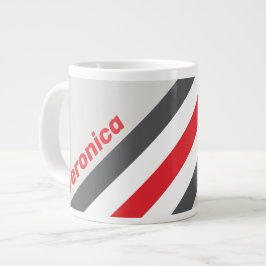 Taza De Café Gigante Rayas de Punta de Ala Dividida Vintage con Nombre