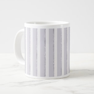 Taza De Café Gigante Rayas de purpurina destellante lila blanco purpura