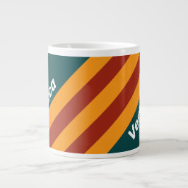Taza De Café Gigante Rayas de Salpicadura de Verde Teal Oscuro Retro co