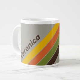 Taza De Café Gigante Rayas de Sunset Clover con Nombre