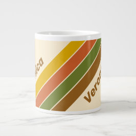 Taza De Café Gigante Rayas de Trébol al Amanecer con Nombre