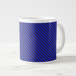 Taza De Café Gigante Rayas diagonales delgadas en negro y azul