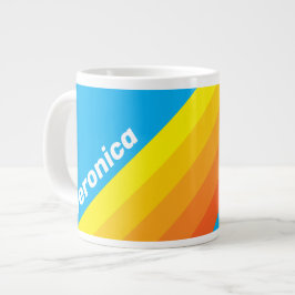Taza De Café Gigante Rayas Marinas de Estallido Solar con Nombre