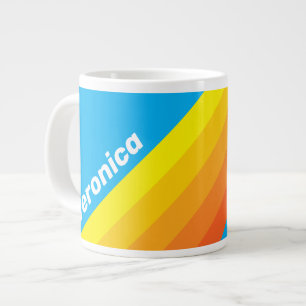 Taza De Café Gigante Rayas Marinas de Estallido Solar con Nombre