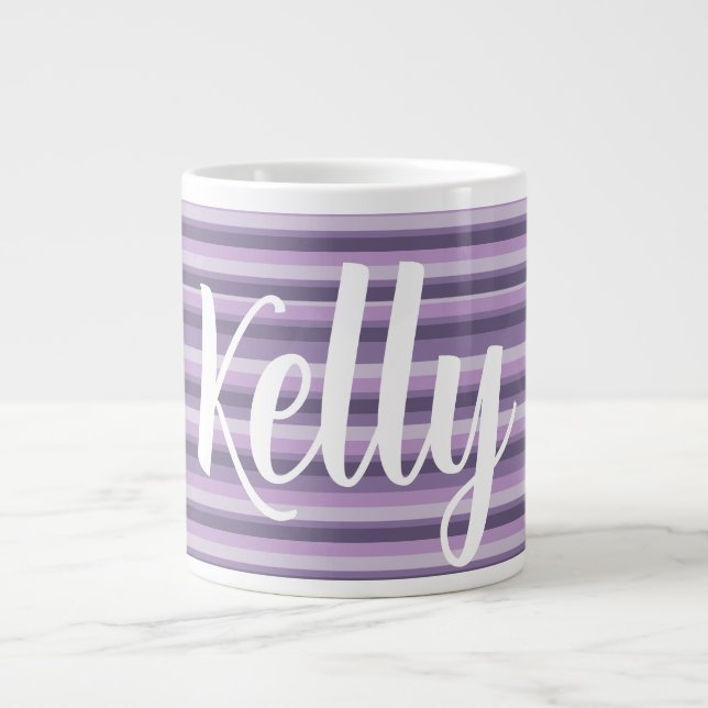 Taza De Café Gigante Rayas moradas (Frente)