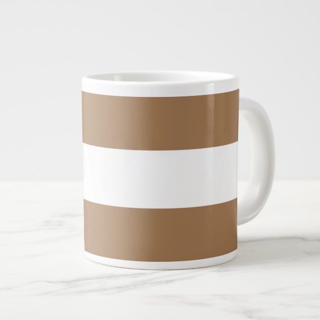 Taza De Café Gigante Rayas náuticas blancas Mocha marrón Mocha ligera m (Derecha)