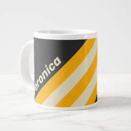 Taza De Café Gigante Rayas Negras del Sol Retro con Nombre