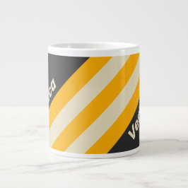 Taza De Café Gigante Rayas Negras del Sol Retro con Nombre