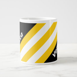 Taza De Café Gigante Rayas Nostálgicas de Abejorro con Nombre