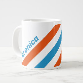 Taza De Café Gigante Rayas Nostálgicas de Verano con Nombre
