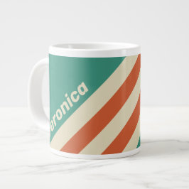 Taza De Café Gigante Rayas Retro Atemporales con Nombre