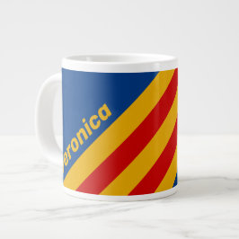 Taza De Café Gigante Rayas Retro con Corazón con Nombre