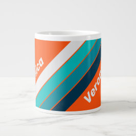 Taza De Café Gigante Rayas Retro de Salvavidas con Nombre