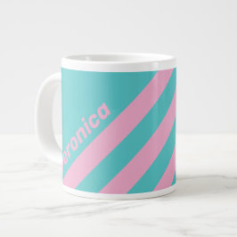Taza De Café Gigante Rayas Retro de South Beach con Nombre