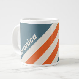 Taza De Café Gigante Rayas Retro de Surfside con Nombre