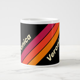 Taza De Café Gigante Rayas Retro VHS con Nombre
