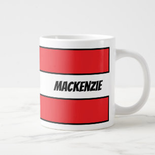 Taza De Café Gigante Rayas rojas añade tu nombre