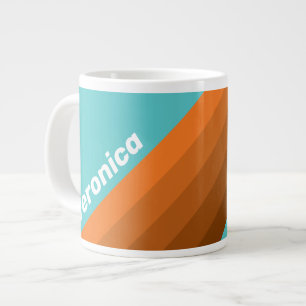 Taza De Café Gigante Rayas turquesas del desierto con nombre