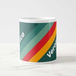 Taza De Café Gigante Rayas Verdes con Nombre
