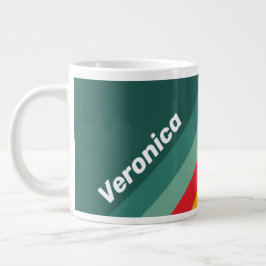 Taza De Café Gigante Rayas Verdes con Nombre