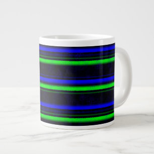Taza De Café Gigante Rayas verdes de color azul negro