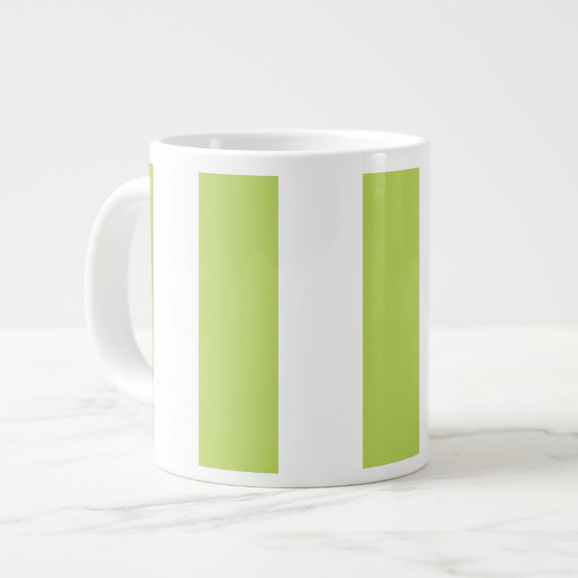 Taza De Café Gigante Rayas verdes, rayas blancas, patrón rayado (Izquierda)