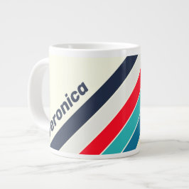Taza De Café Gigante Rayas Vintage del Océano con Nombre